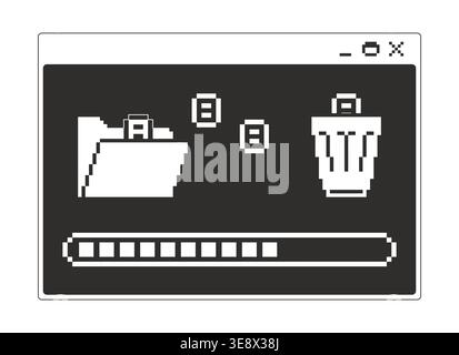 File delete process monochrome pixel pop-up window Stock Vector
