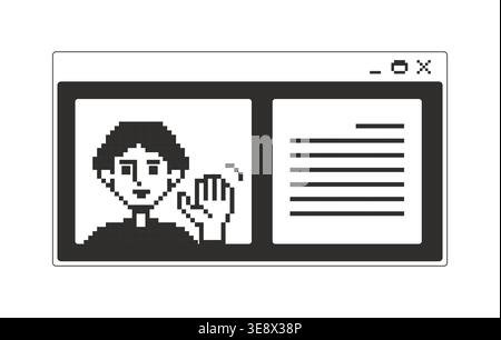 User profile monochrome pixel pop-up window Stock Vector