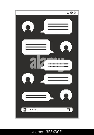 Chat conversation monochrome pixel pop-up window Stock Vector