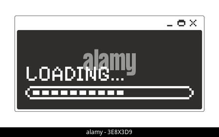 Loading bar process monochrome pixel pop-up window Stock Vector