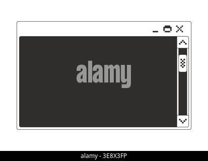Clean dialog box with vertical scroll bar monochrome pixel pop-up window Stock Vector