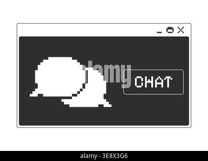 Chat message monochrome pixel pop-up window Stock Vector