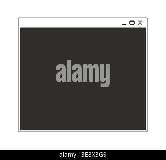 Empty application monochrome pixel pop-up window Stock Vector