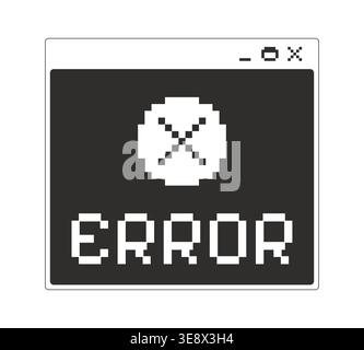 Error notification monochrome pixel pop-up window Stock Vector