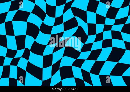 Blue checkered optical illusion background. Stock Vector