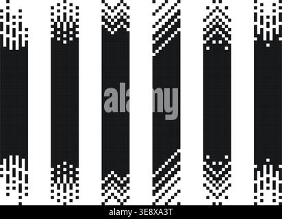 Pixel rectangle header. Pixel gradient title set. Stripe geometric mosaic banner. Abstract game digital pattern. Web simple title shape. Vector Stock Vector