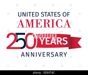 US 250th Anniversary logo with decorative red ribbon Stock Vector