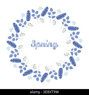 Spring Floral Wreath Blue Stock Vector