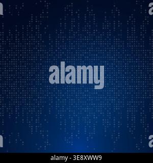 Dark blue background with vertical dotted sequences forming gradient columns, abstract digital texture resembling data streams or sound waves, modern Stock Photo