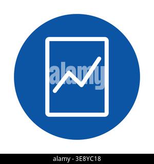 This is a modern blue circle icon featuring a white outline of an increasing graph line. It symbolizes growth, progress, and data visualization, ideal Stock Vector
