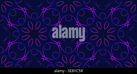 Dark blue purple ornament on dark blue background. Stock Vector