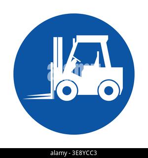 Simplistic forklift icon designed in white against a blue circle, perfect for representing industrial and logistics themes in various applications. Stock Vector