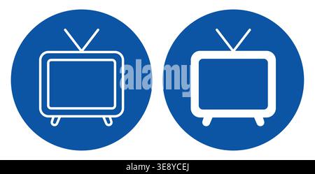 This image features two retro television icons in a blue circle, perfect for digital and print projects related to media, technology, or entertainment Stock Vector