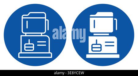 Set of minimalist blender icons featuring blue circles and white outlines. Perfect for kitchen use, cooking projects, or food-related designs. Stock Vector