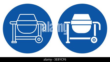 Simple and clear icons representing concrete mixers, perfect for construction-themed projects. Ideal for use in presentations, websites, and education Stock Vector