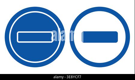 This image features blue and white minus signs in circular designs, suitable for modern graphic use. The simplistic style enhances clarity and visual Stock Vector
