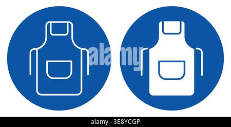 A collection of simple and modern apron icons in blue and white, ideal for cooking, baking, and kitchen-themed projects. Perfect for graphic design us Stock Vector