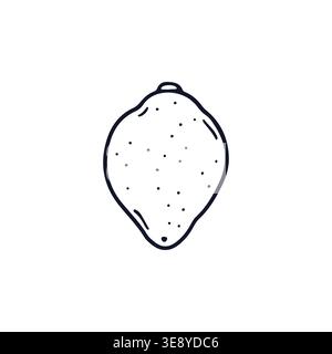 Hand drawn line art lemon icon vector illustration. Doodle citrus fruit clipart Stock Vector