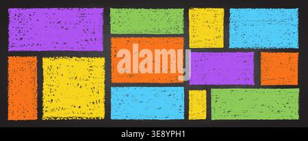 Colorful kindergarten frame with playful crayon borders and hand-drawn doodle set. Stock Vector