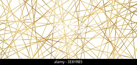 Modern abstract pattern with straight golden lines creating seamless geometric background texture vector illustration. Stock Vector