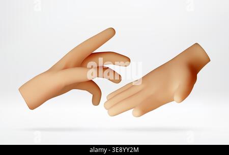 Two 3D hands reaching towards each other Stock Vector
