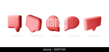 Red 3d speech bubble icons collection Stock Vector