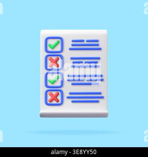3d checklist with check mark and cross mark Stock Vector