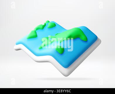 3d world map with green continents and blue ocean Stock Vector