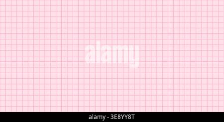 Cute pink grid vector seamless pattern, pastel color notebook paper background with squares for journaling and graphic design Stock Vector