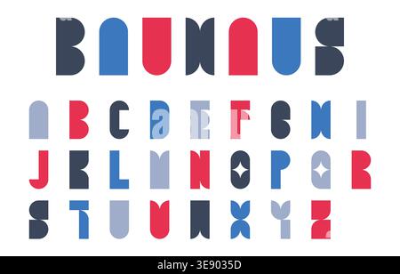 Bauhaus Geometric Typography Alphabet Set with Bold Shapes and Vibrant Colors Vector Illustration Stock Vector