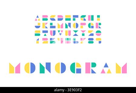 Pastel Bauhaus Typography Set with Soft Geometric Letters and Elegant Monogram Design Vector Illustration Stock Vector