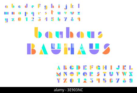 Lowercase and Uppercase Bauhaus Alphabet with Gradient Geometric Shapes on White Background Vector Illustration Stock Vector