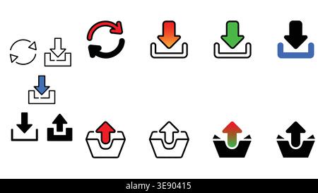Download and Upload Arrow Icons Collection File Transfer Symbols Set Stock Vector