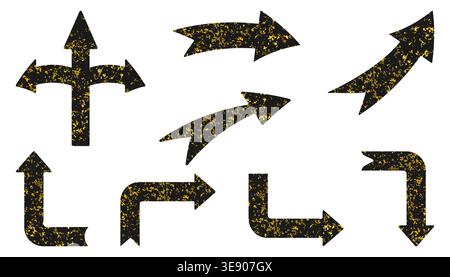 Grunge Golden Dust Particle Textured Arrows Stock Vector