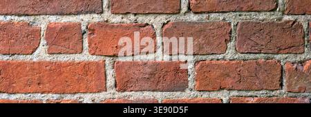 Panorama of old Victorian red brick wall  for use as a background texture Stock Photo