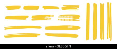 Set of bright highlight lines and marks isolated on white backdrop Stock Vector