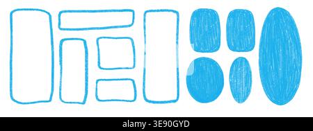 Hand drawn frame boxes with crayon. Stock Vector