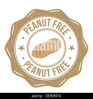Peanut free sticker or stamp on white background, vector illustration Stock Vector
