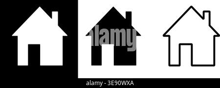 Black and white house icons set – home, real estate, property symbols Stock Vector