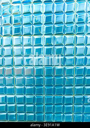 Full frame high angle view of traditional blue diamond pattern ceramic tiles on a Portuguese building exterior lagos algarve Portugal Stock Photo