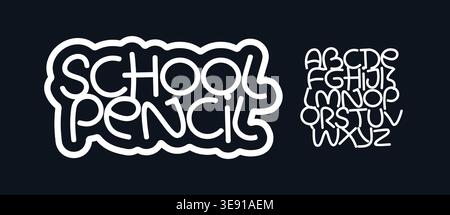 Fun Playful Font Cartoon Logo Alphabet Cool Thin Rounded Letter Set Modern Typography, Creative School Typographic Design for Comics Title Text Stock Vector