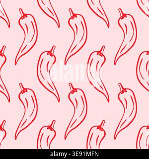 Seamless chili pepper pattern vector background Stock Vector