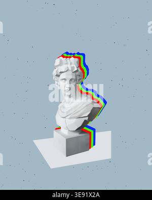 Low poly moden greek statue neural network style wallpaper background concept. Stock Photo