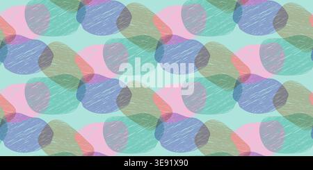 Seamless pattern with colorful chalk stains and risograph print effect. Colored analog overlay hand drawn texture. Vector illustration Stock Vector