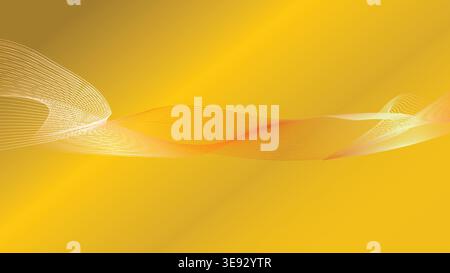 Abstract golden background with flowing luminous ribbons and gradient effect Stock Vector