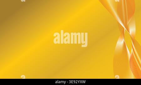 Abstract golden background with flowing luminous ribbons and gradient effect Stock Vector