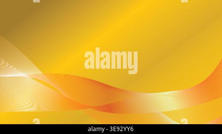 Abstract golden background with flowing luminous ribbons and gradient effect Stock Vector
