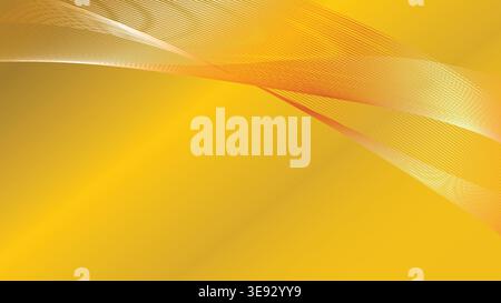 Abstract golden background with flowing luminous ribbons and gradient effect Stock Vector