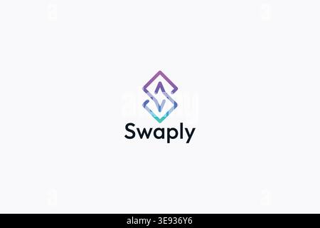 Geometric logo with interlocking diamond shapes forming an abstract S. Symbolizes exchange and integration, ideal for fintech, business, technology Stock Vector