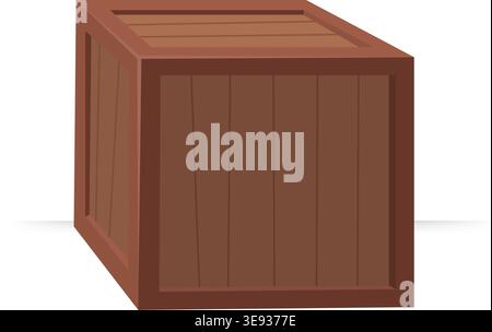A simple 3D vector illustration of a sturdy brown wooden crate used for industrial storage, transport, and logistics. Stock Vector